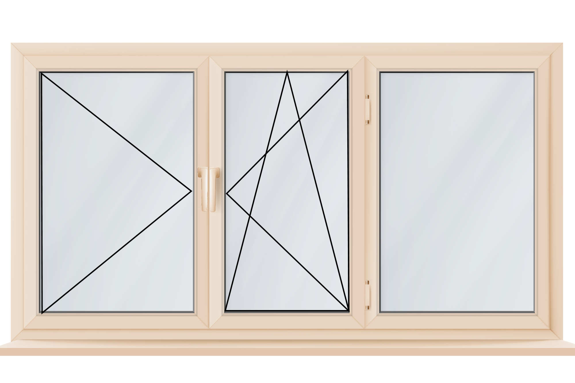 трехстворчатое поворотное/поворотно-откидное окно из алюминия